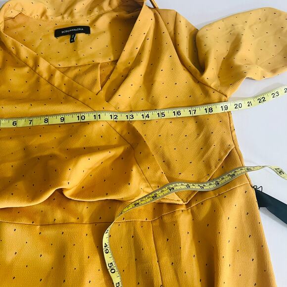 Bcbgmaxazria Mustard Printed Maxi Dress Size XS - Picture 7 of 8